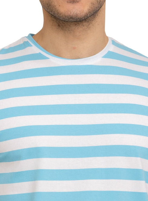 Diva Blue Striped Round T-shirt - Khotwh