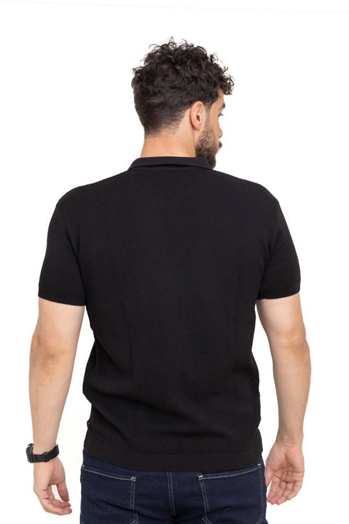 Dots - Black F - S.Knit Polo T-shirt - Khotwh