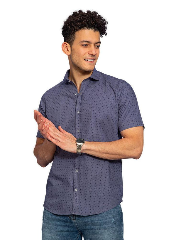 Dotty - Indigo Printed Half - Shirt - Khotwh