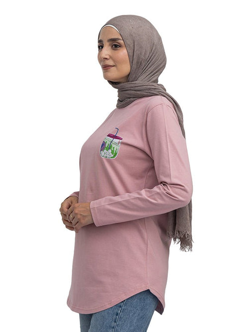 Dusky Orchid-Design 4 Printed Long-Sleeve - Khotwh