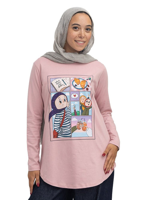 Dusky Orchid-Design 8 Printed Long-Sleeve - Khotwh