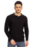 F - Black Striped Polo Neck Pullover - Khotwh
