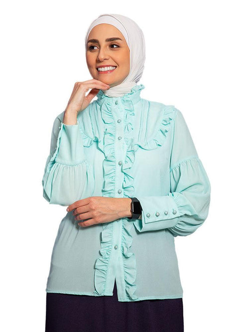 Fair Aqua Cornice Blouse - Khotwh