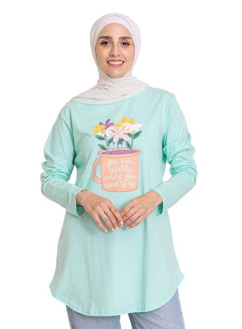 Fair Aqua - Design 25 Printed Long - Sleeve - Khotwh