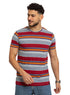 Fancy Maroon Striped Round T-shirt - Khotwh