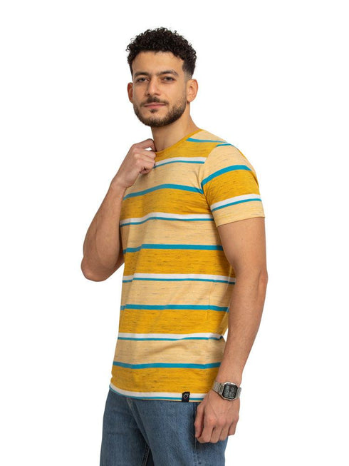 Fancy Yellow Striped Round T-shirt - Khotwh