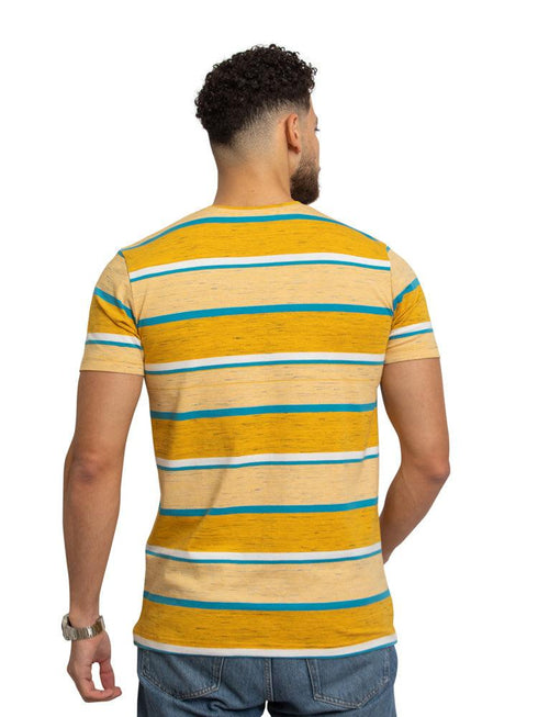 Fancy Yellow Striped Round T-shirt - Khotwh
