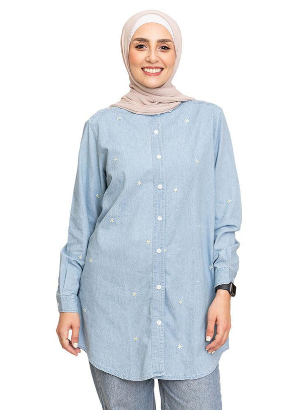 Flower - Ice E - Long Jeans Shirt - Khotwh