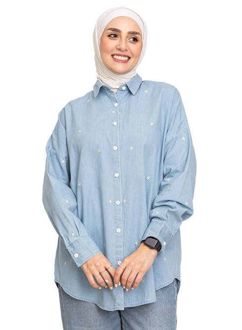 Flower - Ice E - Over Size Denim Shirt - Khotwh