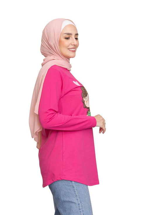 Flowery Printed Long - Sleeve Design 36 - Khotwh