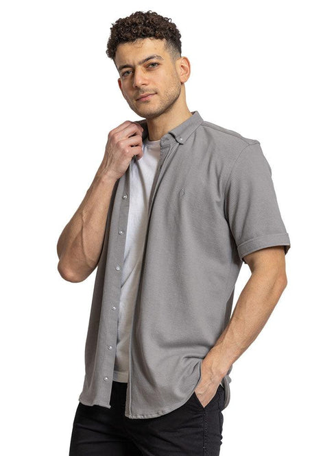 Forest Grey Pique Half - Shirt - Khotwh