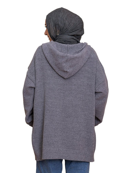 Forest Grey Pocket Velvet Cardigan - Khotwh