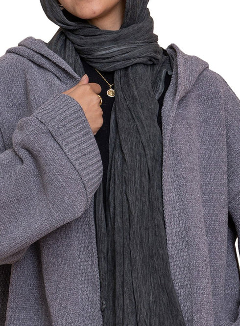 Forest Grey Pocket Velvet Cardigan - Khotwh