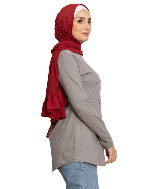 Forest Grey Printed Long - Sleeve Design 13 - Khotwh