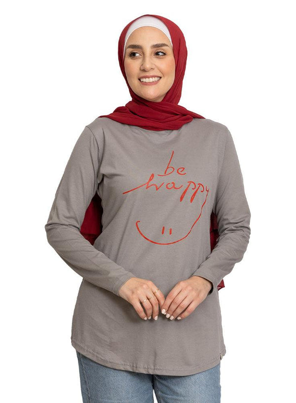 Forest Grey Printed Long - Sleeve Design 13 - Khotwh