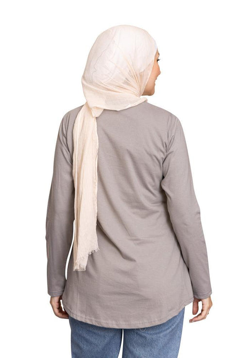 Forest Grey Printed Long - Sleeve Design 37 - Khotwh