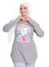 Forest Grey Printed Long - Sleeve Design 56 - Khotwh