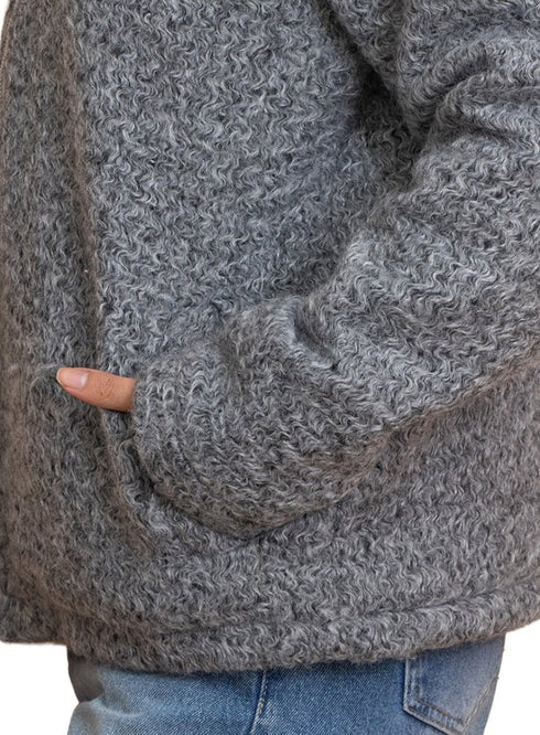 Forest Grey RD - Faux Fur High Neck Sweater - Khotwh