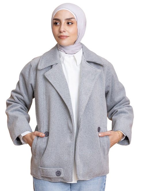 Forest Grey RD - Short Jacquard Jacket - Khotwh