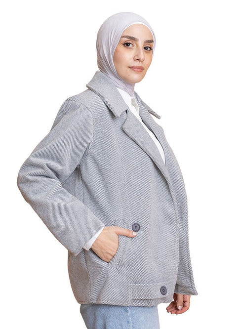 Forest Grey RD - Short Jacquard Jacket - Khotwh