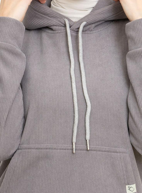Forest Grey Velvet Hoodie Vent - Khotwh