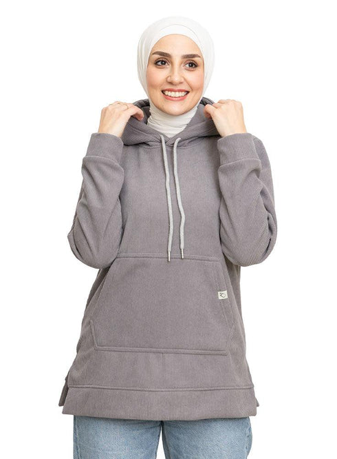 Forest Grey Velvet Hoodie Vent - Khotwh
