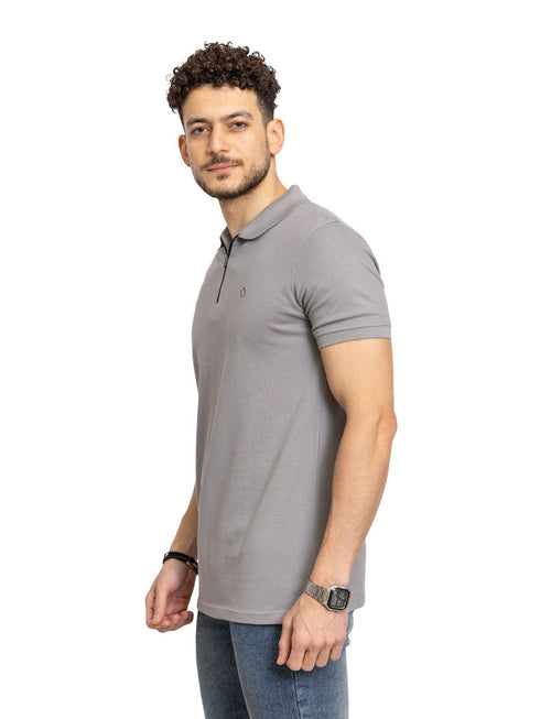 Forest Grey Zipper Polo - Khotwh