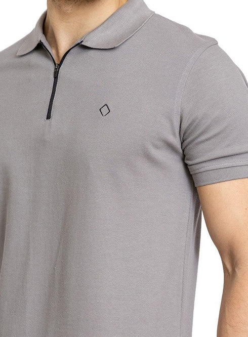 Forest Grey Zipper Polo - Khotwh