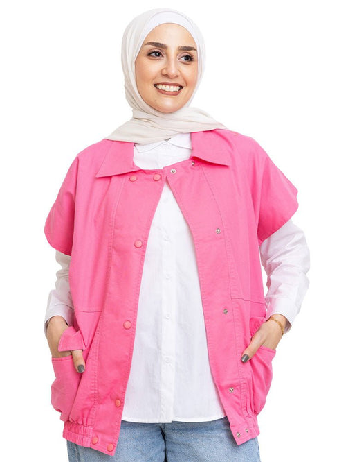 Fuchsia Pink RD - Gabardine Vest - Khotwh