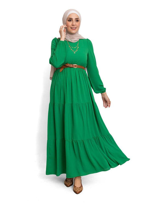Green Basic Dress - Khotwh