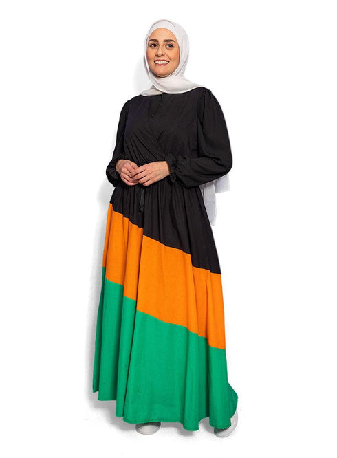 Green Colors Cut Dress - Khotwh
