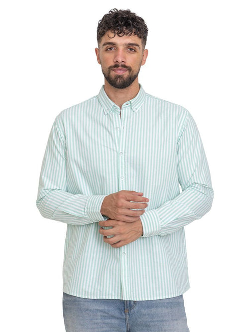 Green - Design 2 Striped Oxford Shirt - Khotwh