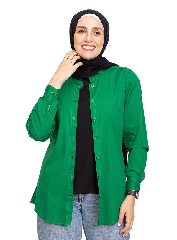 Green M - Poplin Shirt - Khotwh