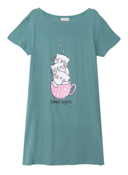 Green Olive Night Shirt - Design 16 - Khotwh