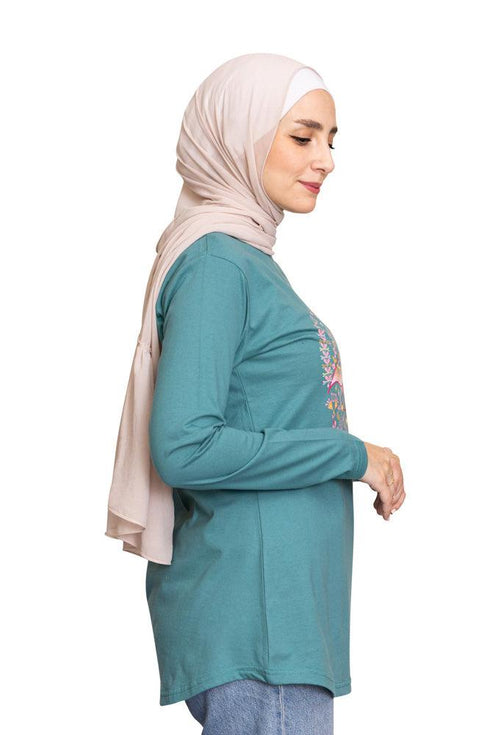 Green Olive Printed Long - Sleeve Design 31 - Khotwh