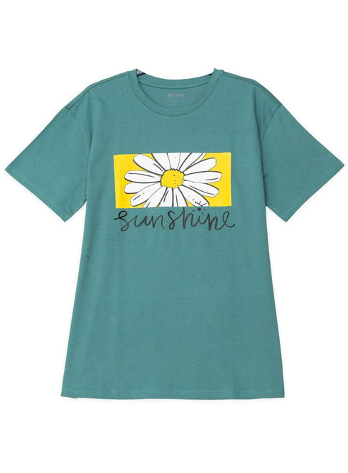 Green Olive Printed O.S Short - Sleeve Design 12 - Khotwh