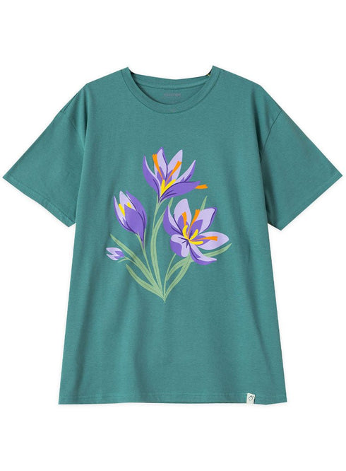 Green Olive Printed O.S Short - Sleeve Design 5 - Khotwh