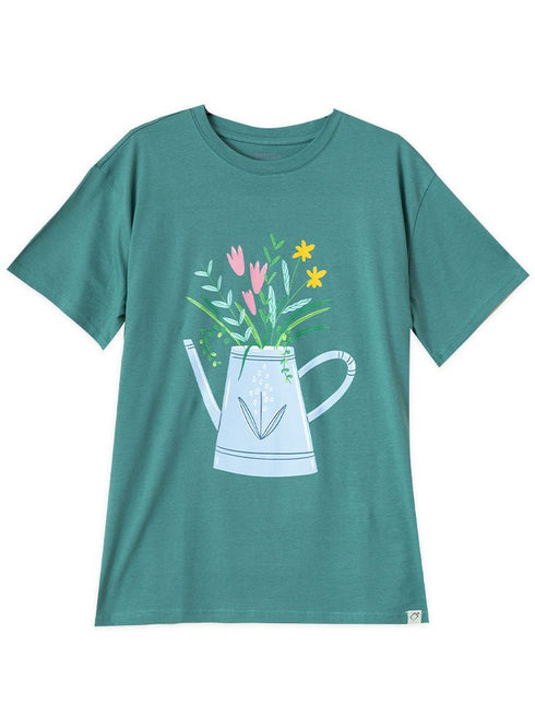 Green Olive Printed O.S Short - Sleeve Design 8 - Khotwh