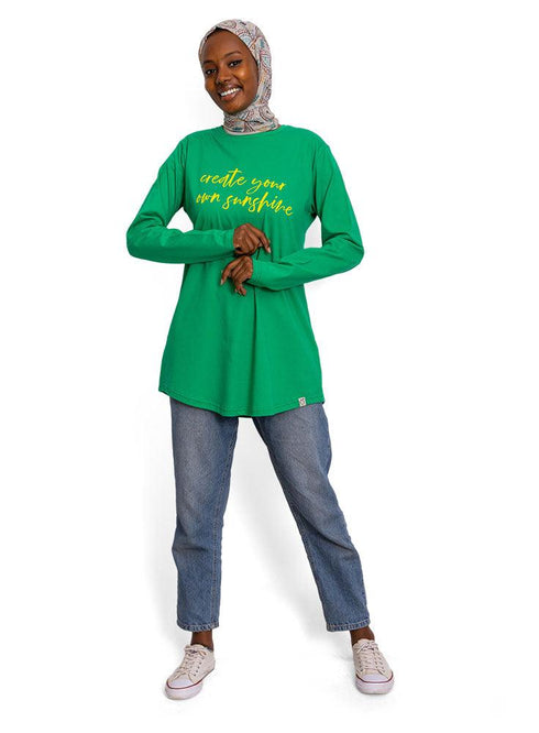 Green Printed Long - Sleeve Design 23 - Khotwh