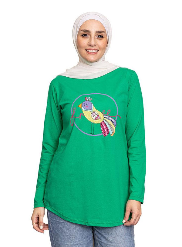 Green Printed Long - Sleeve Design 38 - Khotwh