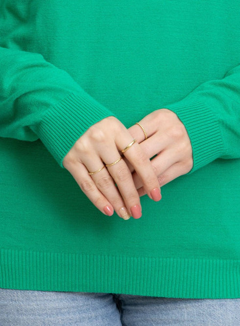 Green Round Knit Pullover - Khotwh