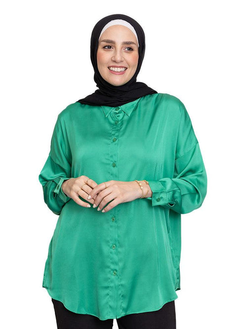Green Satin Blouse - Khotwh