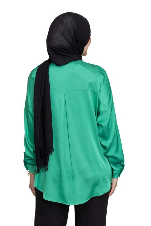 Green Satin Blouse - Khotwh