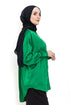 Green Satin Over Size Shirt - Khotwh