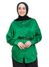 Green Satin Over Size Shirt - Khotwh