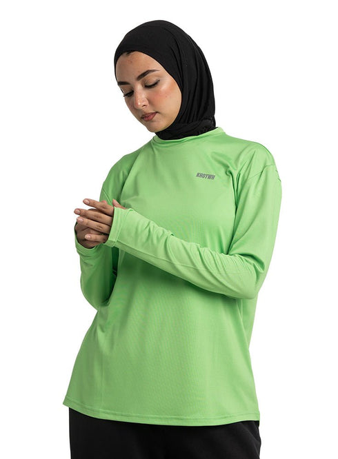 Green Sporting Long - Sleeve T-Shirt - Khotwh