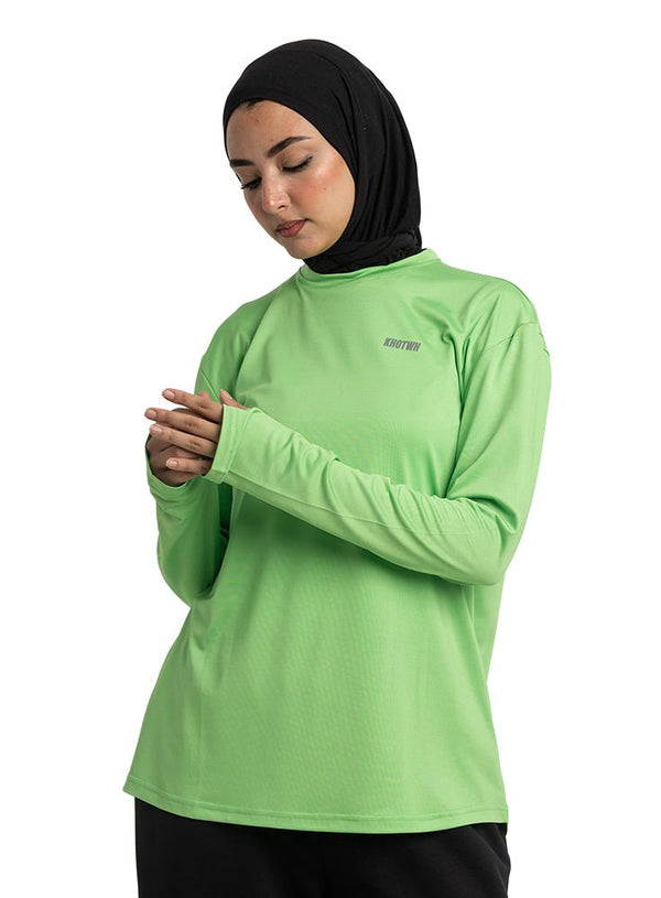 Green Sporting Long - Sleeve T-Shirt - Khotwh
