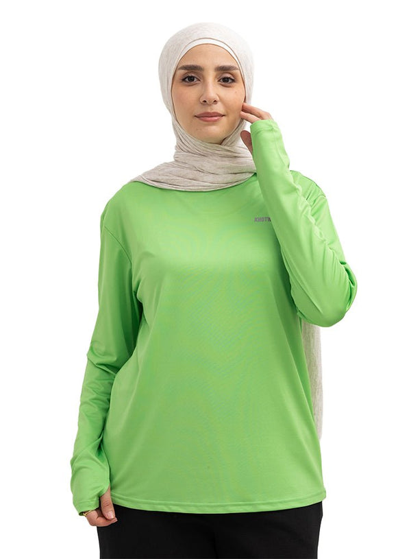 Green Sporting Long - Sleeve T-Shirt - Khotwh