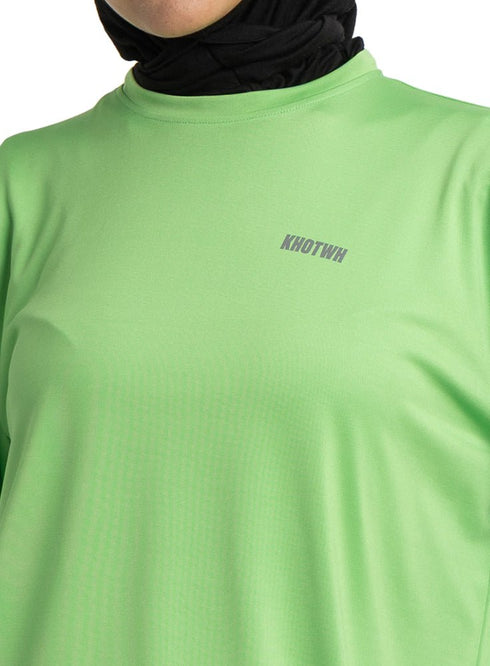 Green Sporting Long - Sleeve T-Shirt - Khotwh