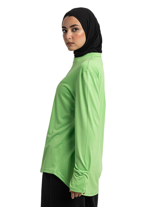 Green Sporting Long - Sleeve T-Shirt - Khotwh
